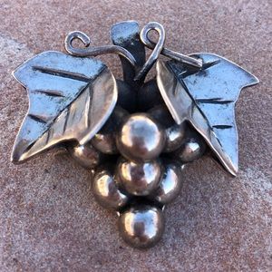 Antique Mexican Sterling Grapes Brooch
